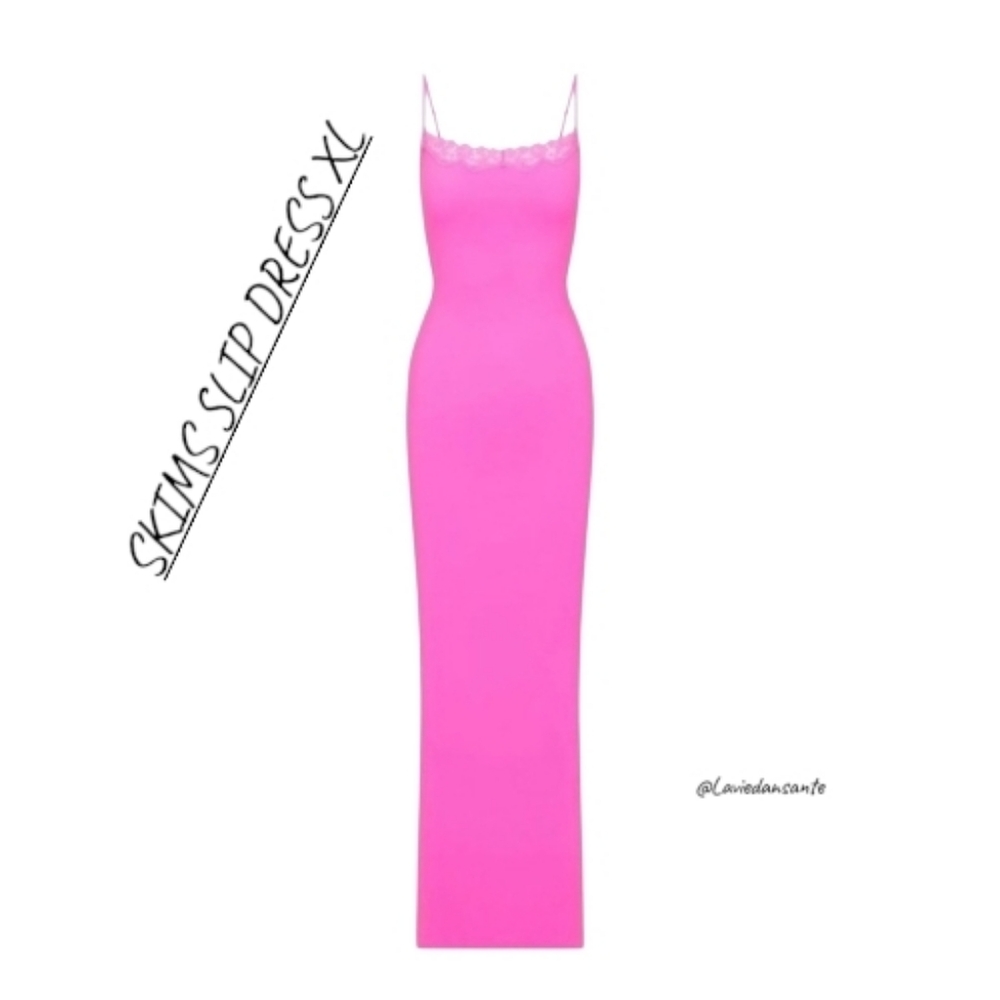 Skims Fits everybody Long Slip Dress NWOT NEON ORCHID